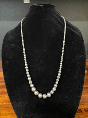 Vintage Mexican Alpaca Silver Graduated Beads Necklace